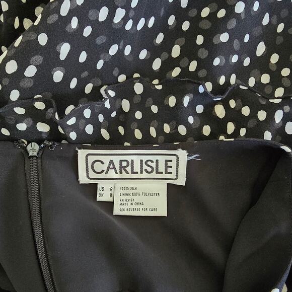 Vintage Carlisle Black White Polka Dot Tiered Ruffle Skirt Size 6 - Picture 3 of 3